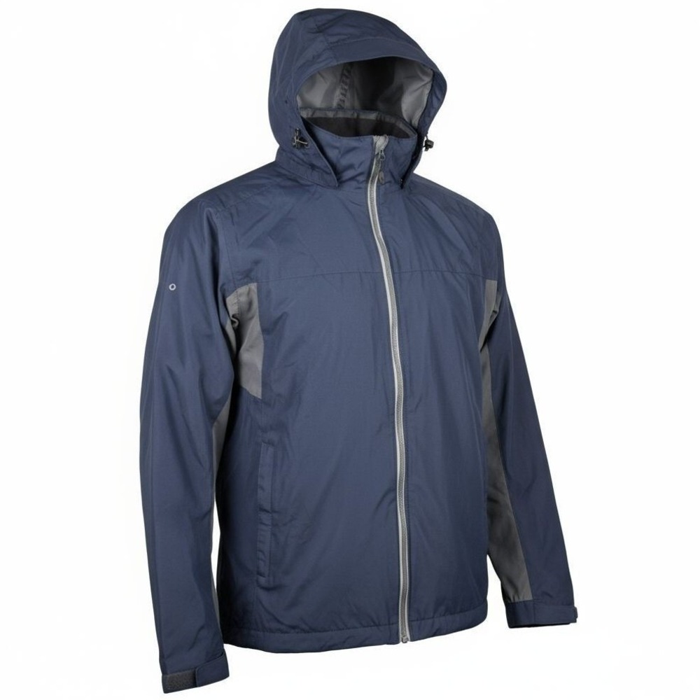 Roots 73 Mens Hooded Windbreaker Jacket Navy Blue‎ Grey Full Zip Size Large L